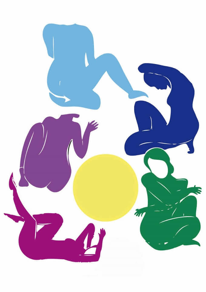 affiche silhouettes colorées